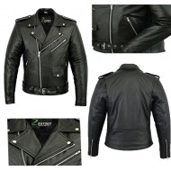 Mens Leather Marlon Brando Motorcycle Jacket - Touring Motorbike Jacket With CE - Zest-MHJ-009