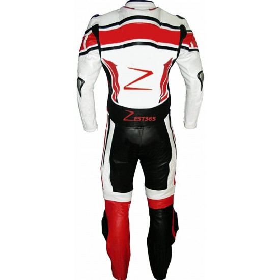 ZEST365 Men's Fashion Motorbike Real Leather One Piece Suit with Armour Protect Zest-MHBS-002