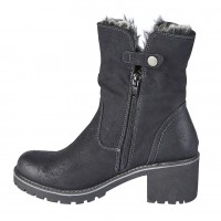 Cipriata 'GABRIELLA' Black Distressed PU Inside Zip Ankle Boot - L 5026