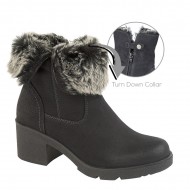 Cipriata 'GABRIELLA' Black Distressed PU Inside Zip Ankle Boot - L 5026