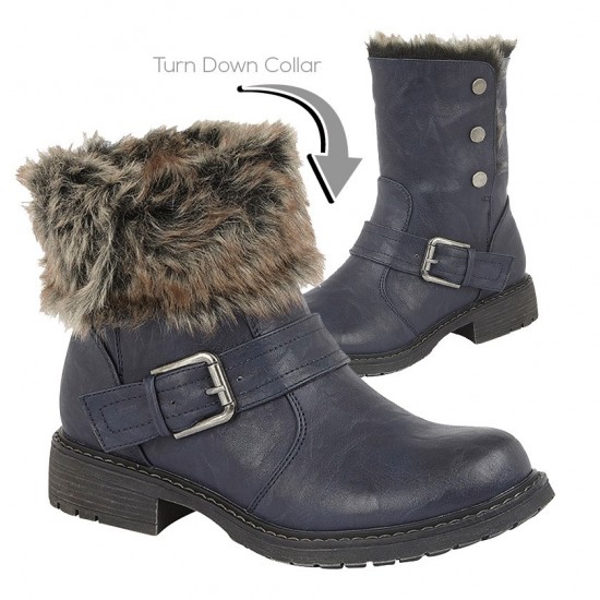 Cipriata Press Stud Fold Down Biker Style Ankle Boot-L 830NC Cipriata Press Stud Fold Down Biker Style Ankle Boot-L 830NC