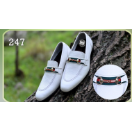 Men's White Designer Real Leather Slip-on Smart Dress Shoes Men's White Designer Real Leather Slip-on Smart Dress Shoes