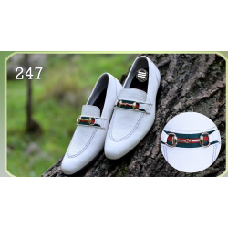 Men's White Designer Real Leather Slip-on Smart Dress Shoes
