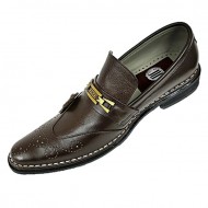 Brown Slip On Smart Italian Designer Shoes MHS-033